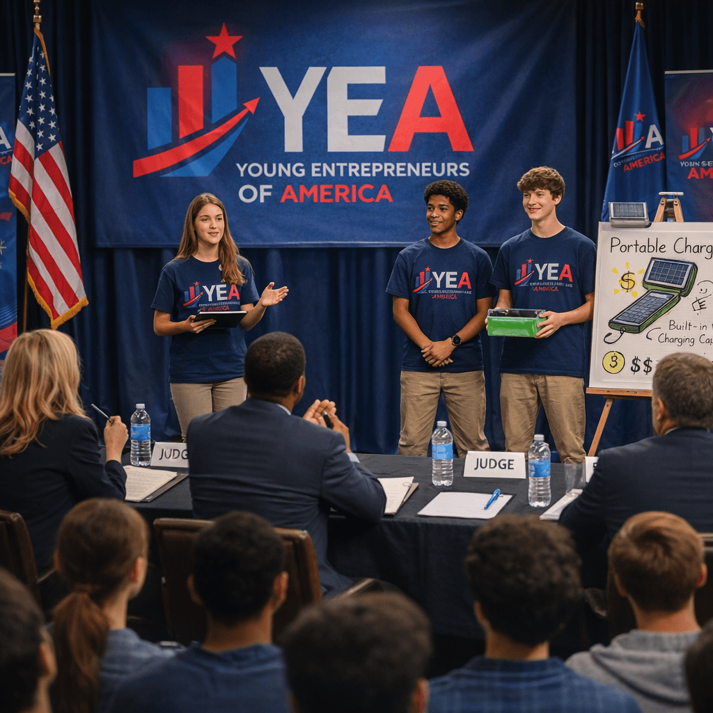 Young entrepreneurs at pitch competition